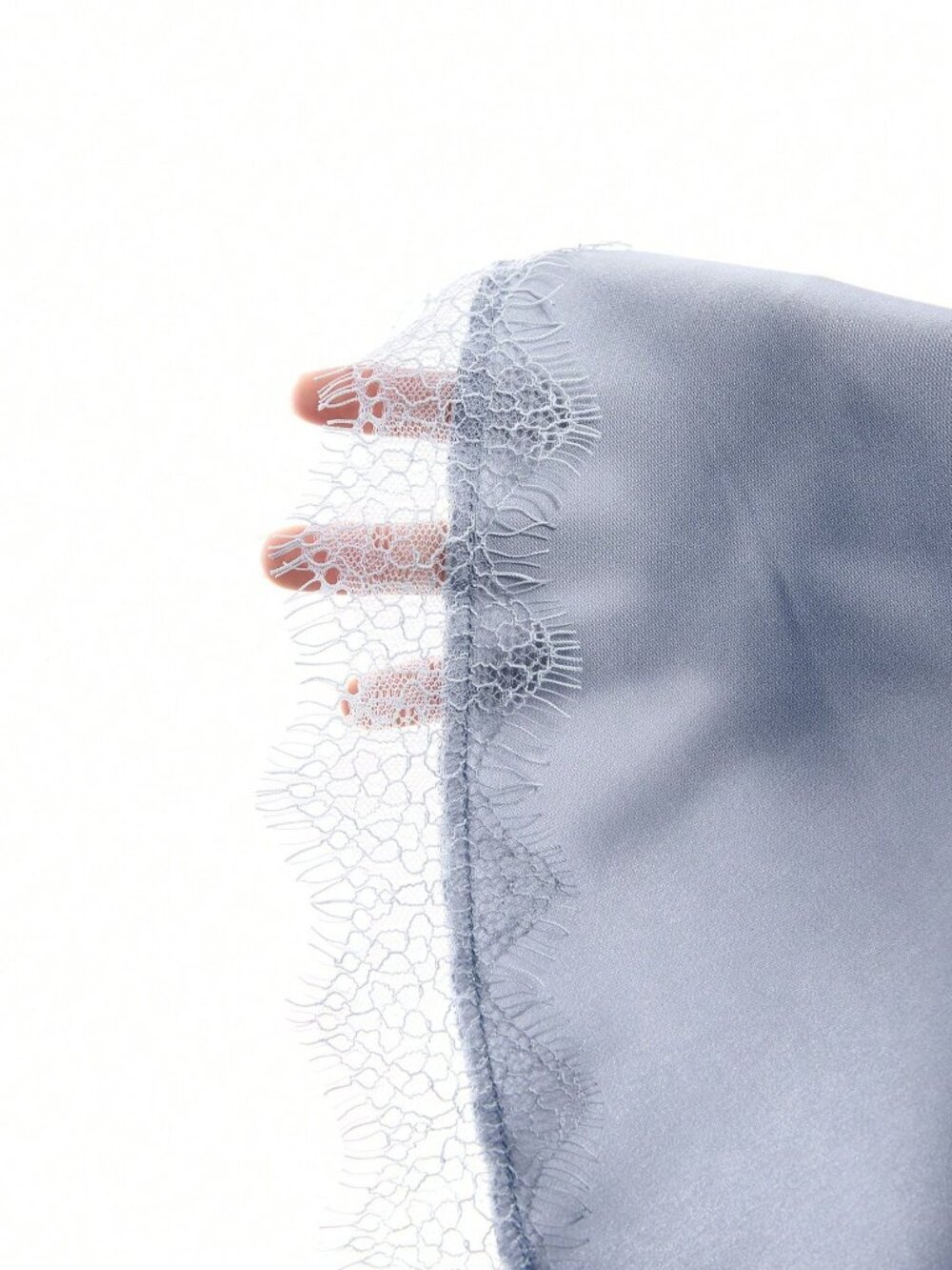 Light Grey Women's Lace Patchwork Sheer Pants - Picture 8 of 8